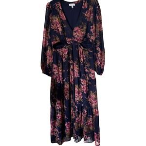Sofia Jeans Women's Maxi Dress XL Floral Cutout Maxi Long Sleeves Plus Size